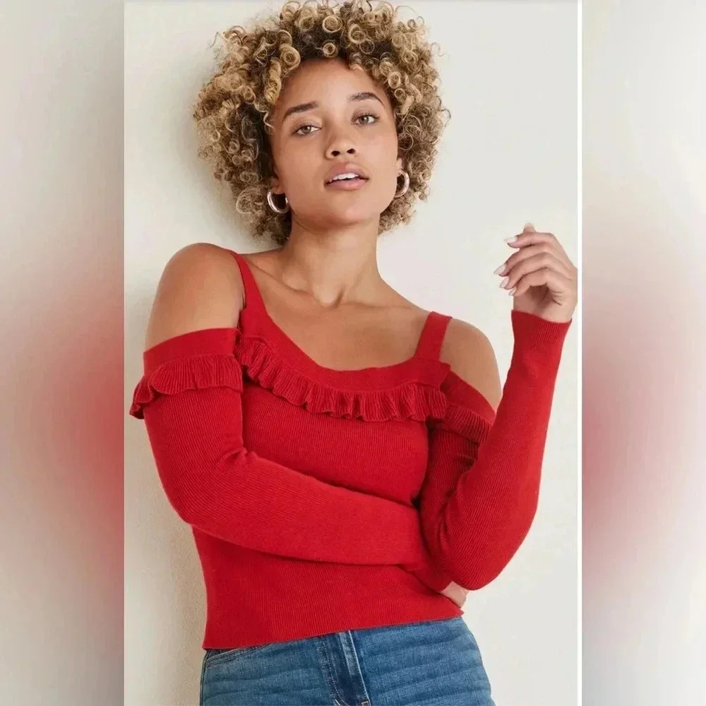 Cold Shoulder Ruffle Top